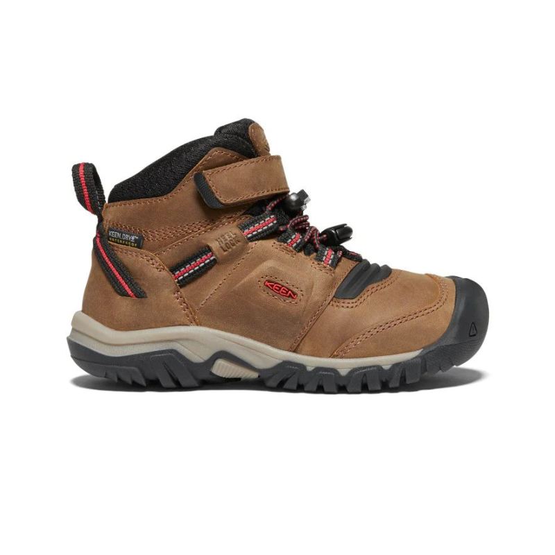 Keen | Ridge Flex Waterproof Stiefel fur jungere Kinder-Bison/Red Carpet