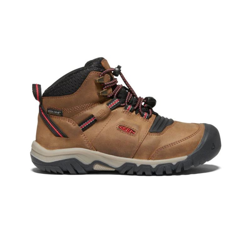 Keen | Ridge Flex Waterproof Stiefel fur Jugendliche-Bison/Red Carpet